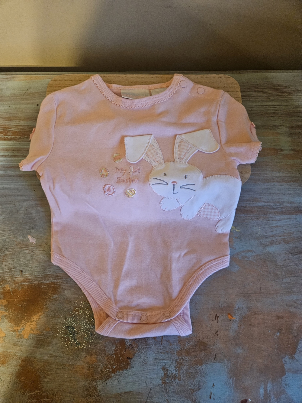 Miniwear Pink Bunny Applique One-Piece Bodysuit
